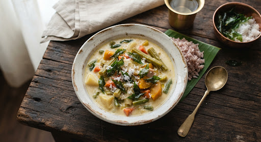 Creamy vegetable avial ready for a sadya
